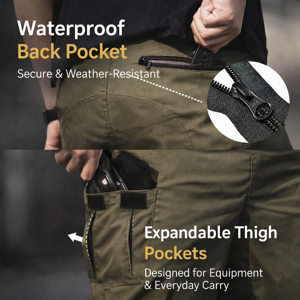 Men's Urban Cargo Pants Waterproof Ripstop Tactical Trousers