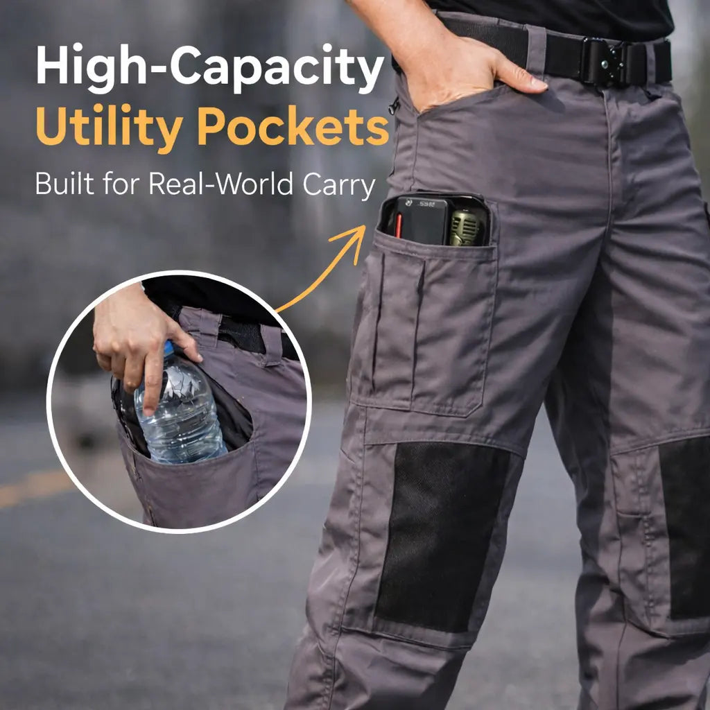 Men's Urban Cargo Pants Waterproof Ripstop Tactical Trousers