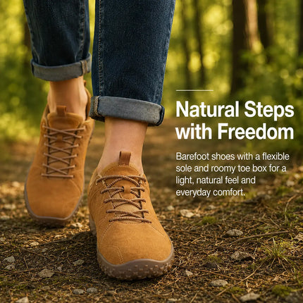 Orthopedic Suede Barefoot Hiking Trainers | Wide Toe Box Walking Shoes - Unisex