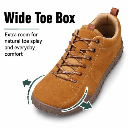 Orthopedic Suede Barefoot Hiking Trainers | Wide Toe Box Walking Shoes - Unisex
