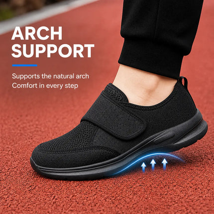 Wide Fit Orthopedic Walking Shoes for Swollen Feet with Adjustable Strap