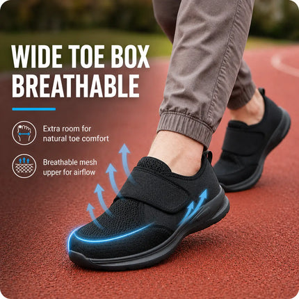 Wide Fit Orthopedic Walking Shoes for Swollen Feet with Adjustable Strap