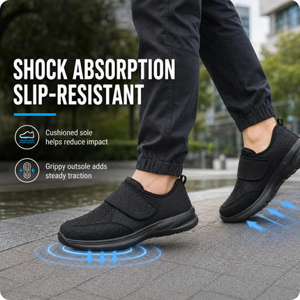 Wide Fit Orthopedic Walking Shoes for Swollen Feet with Adjustable Strap