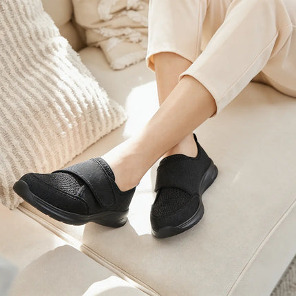 Wide Fit Orthopedic Walking Shoes for Swollen Feet with Adjustable Strap