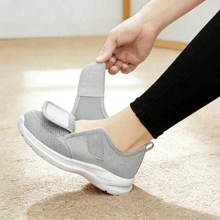 Wide Fit Orthopedic Walking Shoes for Swollen Feet with Adjustable Strap