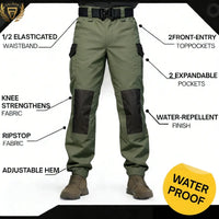 Men's Urban Cargo Pants Waterproof Ripstop Tactical Trousers